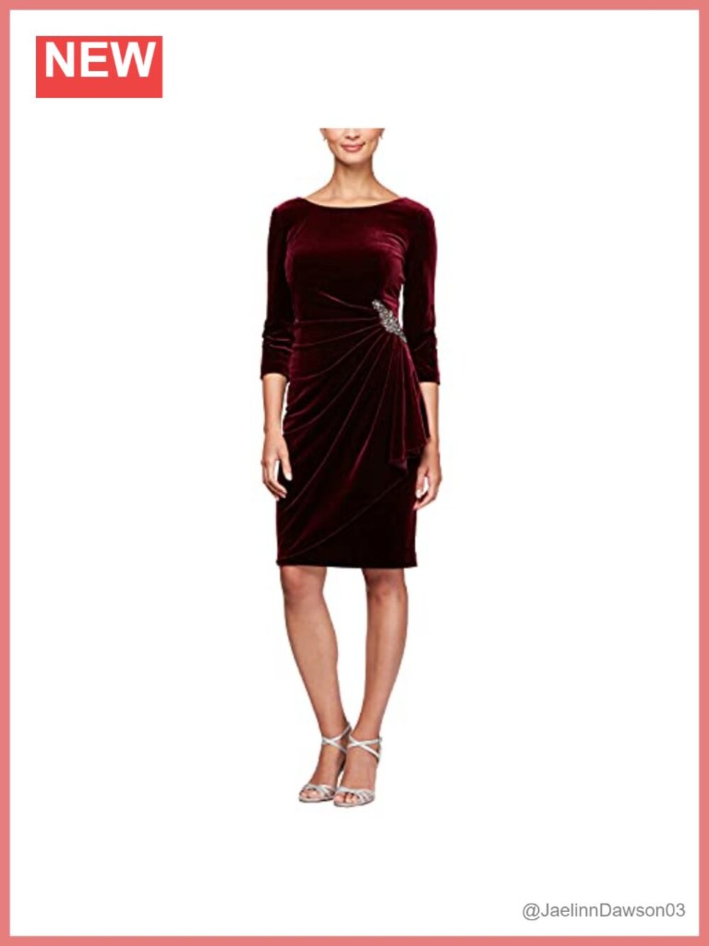 Velvet Cocktail Dress 3/4 Sleeve Sheath Ruffle Formal Party